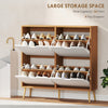 Shoe Storage Cabinet with 4 Flip Drawers and Adjustable Shelf, Shoe Cabinet for 8-16 Pairs of Shoes, Natural