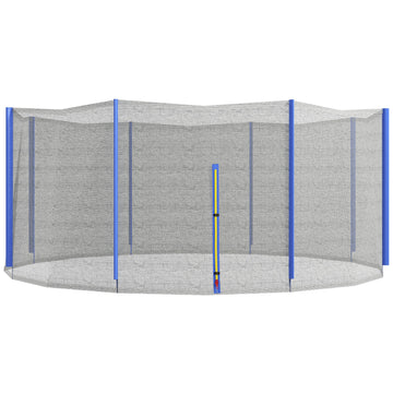 Soozier Trampoline Net Enclosure for 14ft Round Trampoline with 8 Straight Poles Poles Not Included, Weather Resistant Trampoline Netting Replacement with Zippered Entrance, Blue