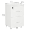 2 Drawer File Cabinet with Lock, Small Rolling Filing Cabinet for A4, Letter-Size Documents, Printer Stand for Home Office, 17