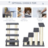 Cat Trees 4 Tier Pet Stairs Dog Cat 4 Steps Kitty Scatching Post Cat Scratch Furniture Dark Grey