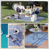 Reversible Outdoor Rug, Patio Floor Mat, 6' x 9' Plastic Rug for Backyard, Deck, Beach, Camping, Dark Blue and White