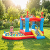 Qaba Bouncy Castle for Kids, Inflatable Bounce House with Slide, Pool/Ball Pit, Basketball Hoop and Blower for Indoor Outdoor