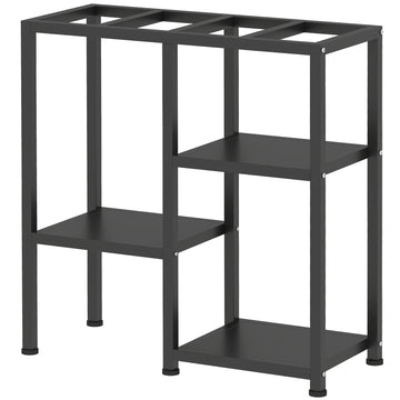 25 Gallon Fish Tank Stand, Metal Aquarium Stand with 3 Tier Storage Shelf, Adjustable Feet for Home Office, Black