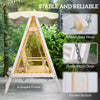 2 Seater Patio Swing with Stand, Canopy and Cushion, Outdoor Swing Chair Wooden Swinging Bench
