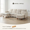 Sectional Sofa, Corduroy U Shaped Couch with Double Chaise and Spring Cushions, 2200lb Capacity
