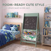 Art Easel for Kids, 3-in-1 Double-Sided Kids Easel with Chalkboard, Whiteboard, Paper Roll, 2 Storage Bins for 3-8, Green