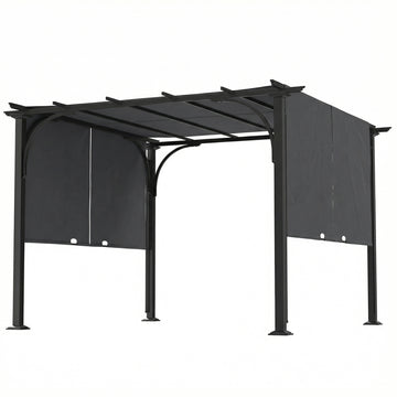 10' x 10' Outdoor Pergola Patio Gazebo Canopy Sun Shelter, Steel Frame, Dark Grey