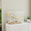 Hamster Cage with Deep Bottom, Wooden Ramp, Hut, Bathroom and Exercise Wheel for Hamster and Gerbil, White