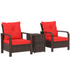 3 Pieces Wicker Patio Furniture Set, Rattan Bistro Set with Storage Coffee Table and Thickened Cushions, Outdoor Conversation Set for Garden, Porch, Balcony