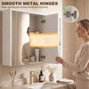 Bathroom Medicine Cabinet with Mirror, Wall Mount Mirror Cabinet with Open Shelves, White Wood Grain