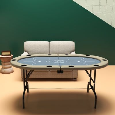 Soozier Foldable Poker Table Blackjack Texas Holdem Poker Game Table with Cup Holders, 70