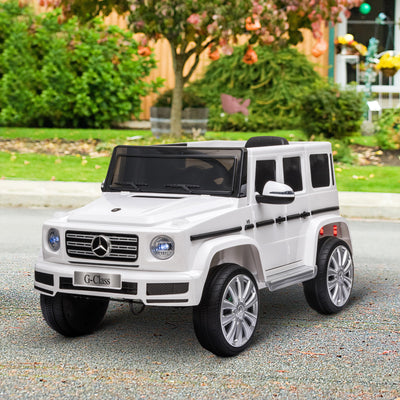 Mercedes Benz G500 Licensed 12V Kids Ride on Car with Remote Control, Music, Lights, MP3 for 37-96 months, White