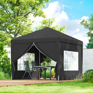 10'x10' Outdoor Pop Up Party Tent Wedding Gazebo Canopy with Carrying Bag (Black)