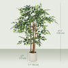 4FT Artificial Banyan Tree Set of 2, Fake Potted Tree with Solid Wood Trunk and Pot for Indoor