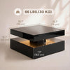 LED Coffee Table with Storage, 2-Tier Modern Center Table with Open Shelf and Remote for Living Room