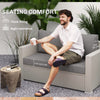 2 Seater Outdoor Seat Cushions with Backrest, Loveseat Double Sofa Outdoor Furniture Cushions, Light Grey