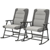 Folding Rocking Chair Set of 2 Padded Rockers with Armrest, Light Grey