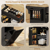 Kitchen Island Cart, Portable Kitchen Island Table with Charging Station, Rubber Wood Drop Leaf, Trash Storage