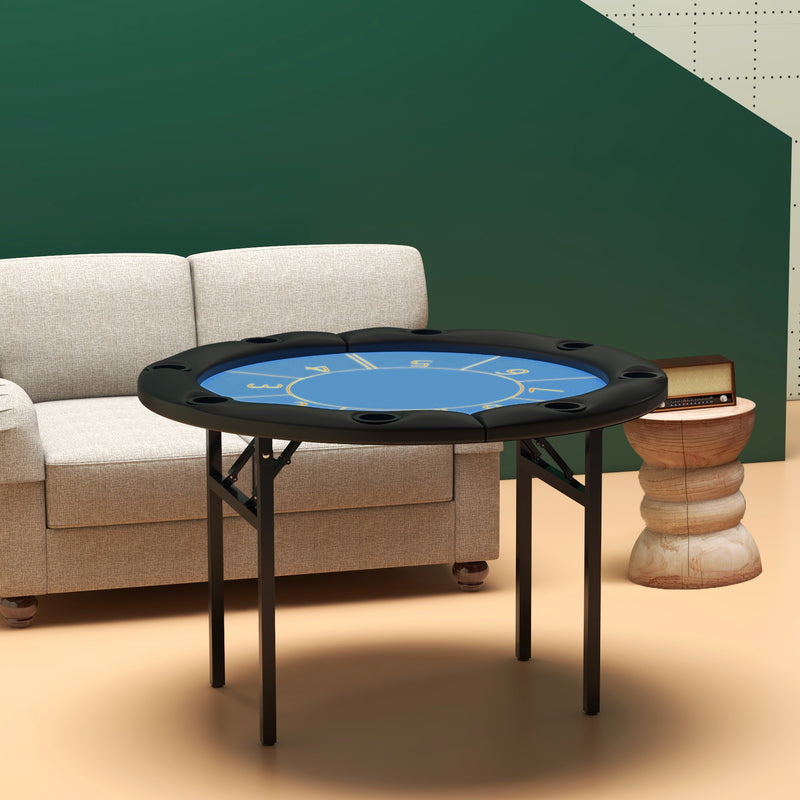 Soozier Foldable Poker Table Blackjack Texas Holdem Poker Game Table with Cup Holders, 47