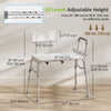 Tub Transfer Bench with Arm and Back, Shower Chair with Slip-Resistant Feet, for Elderly and Disabled, White