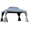 13' x 10' Patio Gazebo Canopy with 2-Tier Polyester Roof, Vented Mesh Sidewall & Strong Aluminum Frame