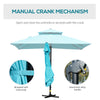 10' x 10' Cantilever Patio Umbrella, Double Top Square Offset Umbrella with 360° Rotation, 5 Adjustable Tilt Angles, Umbrella Cover, Aluminum Pole and Ribs, Light Blue