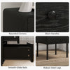 Modern Bedside Tables Set of 2, 2 Pieces Nightstands with 2 Storage Drawers and Steel Legs for Bedroom, Black Wood Grain