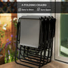 6 Pieces Patio Dining Set with Umbrella, Patio Furniture Set with Folding Chairs, Glass Table for Garden Backyard, Grey