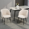 Dining Chairs Set of 2, Sherpa Fleece Upholstered Kitchen Chairs with Backrest and Steel Legs, Cream White