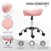 Saddle Stool, Height Adjustable Rolling Salon Chair with PU Leather for Massage, Spa, Clinic, Beauty and Tattoo, Pink