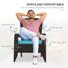 Patio Wicker Adirondack Chair, Outdoor Rattan Muskoka Chair with Cushions for Patio, Garden, Backyard Turquoise