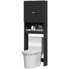 Over The Toilet Cabinet, Modern Bathroom Above Toilet Storage with Barn Doors and Open Shelf, Black