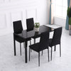 Modern Dining Chairs High Back Upholstered Linen Fabric with Metal Legs for Kitchen Black