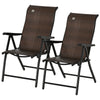 Rattan Reclining Folding Chair Set of 2, Outdoor Wicker Portable Recliner with 7 Adjustable Backrest Position for Garden, Balcony, Patio, Brown