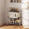 3 Tier Stainless Steel Rolling Cart with Adjustable Shelf, Utility Cart on Wheels with Handles for Kitchen, Silver