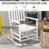 Wooden Patio Rocking Chairs Set of 2, Outdoor Rocker Chairs with Wide Armrests, High Back for Garden, Balcony, White