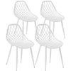 Modern Dining Chairs Set of 4, Plastic Kitchen Chairs with Hollow Backrest and Metal Legs for Living Dining Room, Black