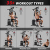 Soozier Home Gym Equipment Weight Training Machine, Multifunction Workout Machine with 143lbs Weight Stack for Full Body Workout and Strength Training, Black, Red