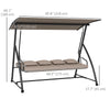 3 Seater Porch Swing Convertible Swing Chair Bed Cushioned