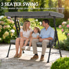 3-Person Porch Swing Chair, Patio Swing Bench with Adjustable Canopy, Removable Thicken Cushion and Weather Resistant Steel Frame for Outdoor, Garden, Poolside, Light Grey