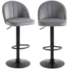 Bar Stools Set of 2, Swivel Counter Height Barstools with Footrest, Grey