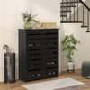 Shoe Storage Cabinet, Shoe Cabinet with 2 Slatted Doors for 15 Pairs of Shoes, Black