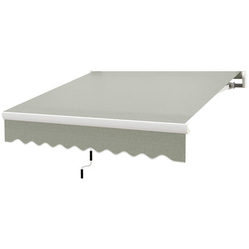 8'x7' Patio Awning Manual Retractable Sun Shade Outdoor Deck Canopy Shelter, Light Grey