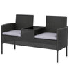 Patio Furniture w/ Mid-Table PE Rattan Loveseat w/ Cushion, Light Grey