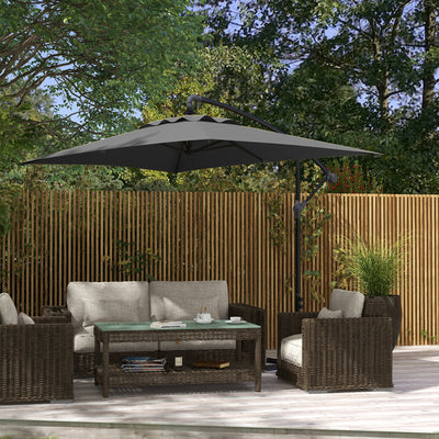 3(m) patio offset umbrella, with Cross Base - Dark Grey