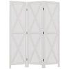 3-panel Wall Partition Farmhouse Room Separator with Foldable Design Wooden Frame 5.6FT, White