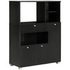 Compact Kitchen Pantry Buffet Server Hutch Storage Cabinet  with Microwave Oven Stand Drawer and Shelves, Black