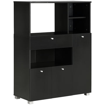 Compact Kitchen Pantry Buffet Server Hutch Storage Cabinet  with Microwave Oven Stand Drawer and Shelves, Black