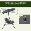 3-Person Patio Swing Chair, Outdoor Porch Swing Bench with Adjustable Canopy, Cushioned Seat, Dark Grey