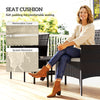 Wicker Bistro Set, 3 Piece Patio Furniture Set with 2-Tier Glass Top Table, Cushions for Balcony, Porch, Khaki